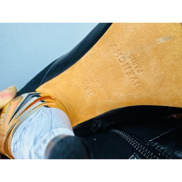 Givenchy Black Leather Suede OTK Boots 38.5 Over The Knee Printed Heel - Picture 11 of 15